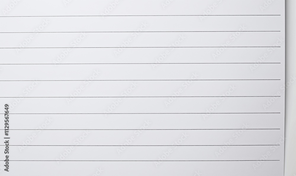 Blank lined notebook page, empty space for writing notes, ideas, or sketches Blank lined notebook page, empty space for writing notes, ideas, or sketches
