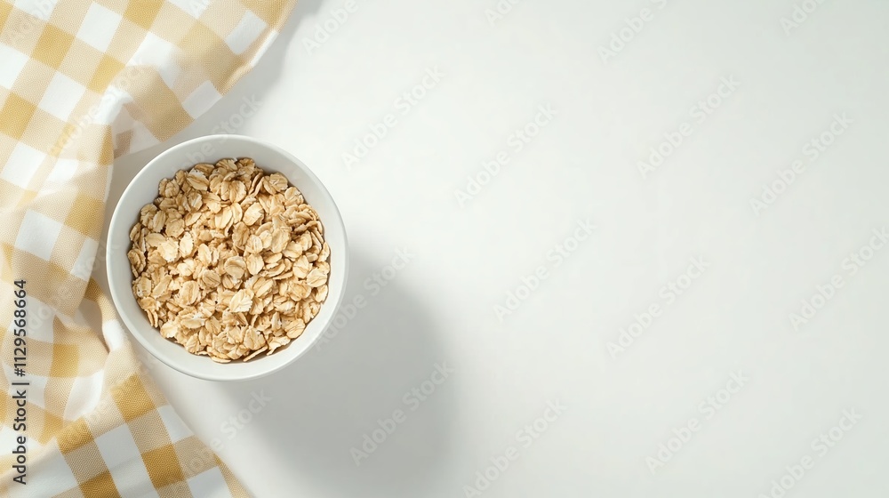 A Bowl of Goodness: Rolled Oats Ready for a Healthy Breakfast. A Bowl of Goodness: Rolled Oats Ready for a Healthy Breakfast.