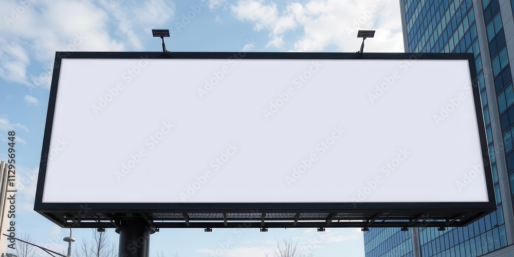 A street billboard mockup with a blank placeholder for advertising, billboard, business, blank A street billboard mockup with a blank placeholder for advertising, billboard, business, blank