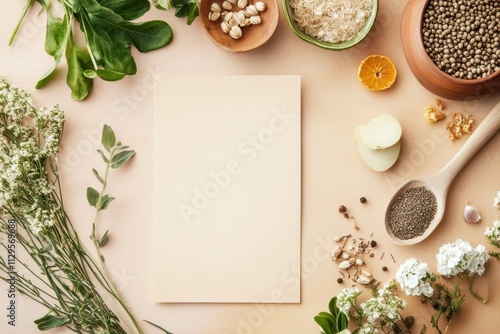 Wallpaper Mural Various natural ingredients and a blank sheet surrounded by colorful bowls on a clean surface Torontodigital.ca