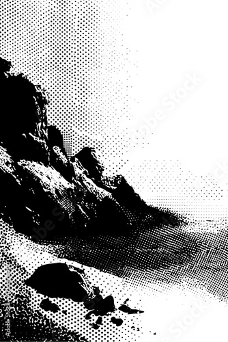 Grafik aus dem Set: schwarz, weiß, siebdruck, stencil, cover, punk, grunge, pointilismus und mehr