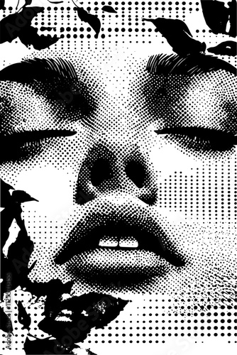 Grafik aus dem Set: schwarz, weiß, siebdruck, stencil, cover, punk, grunge, pointilismus und mehr