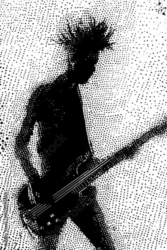 Grafik aus dem Set: schwarz, weiß, siebdruck, stencil, cover, punk, grunge, pointilismus und mehr