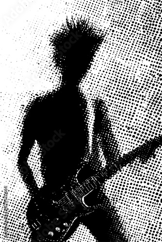 Grafik aus dem Set: schwarz, weiß, siebdruck, stencil, cover, punk, grunge, pointilismus und mehr
