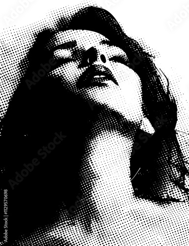 Grafik aus dem Set: schwarz, weiß, siebdruck, stencil, cover, punk, grunge, pointilismus und mehr