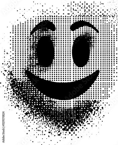 Grafik aus dem Set: schwarz, weiß, siebdruck, stencil, cover, punk, grunge, pointilismus und mehr