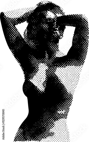 Grafik aus dem Set: schwarz, weiß, siebdruck, stencil, cover, punk, grunge, pointilismus und mehr