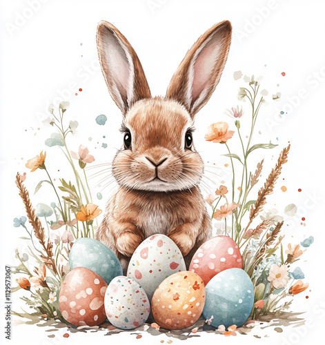 easter bunny with eggs