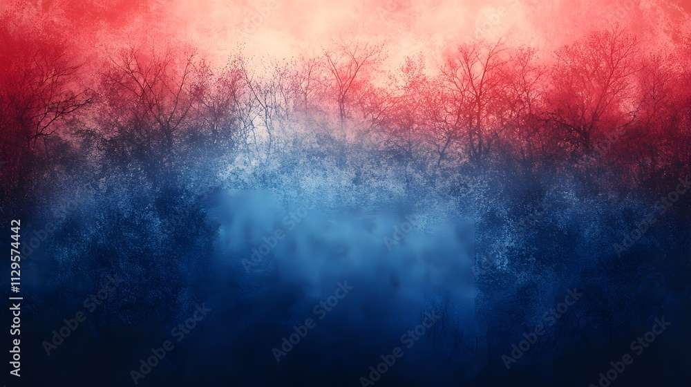 Silhouetted Trees in a Mystical Red and Blue Forest Silhouetted Trees in a Mystical Red and Blue Forest