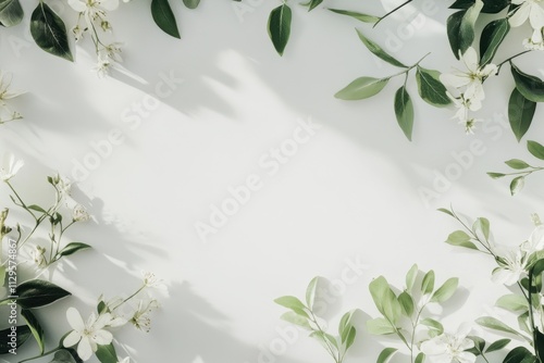 Floral arrangement featuring delicate flowers and green leaves on a light background for decoration