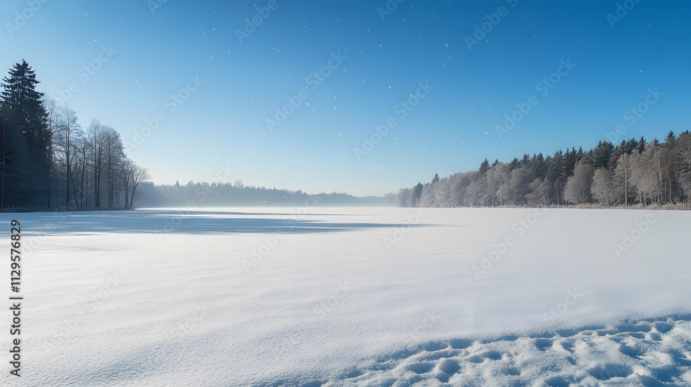 Winter Wonderland Snowy Lake And Trees Winter Wonderland Snowy Lake And Trees