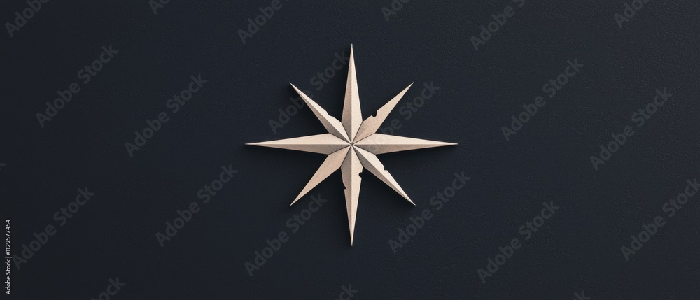 Black background with a white star in the center. the star is made up of six points, each with a pointed tip.
