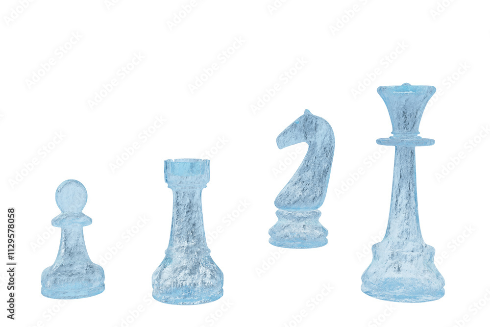 3D rendered chess pawns in ice isolated on transparent background 3D rendered chess pawns in ice isolated on transparent background