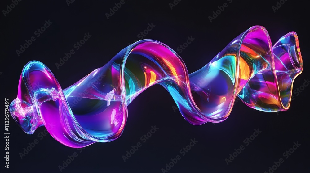 Colorful Abstract Glass Waves with Futuristic Design Elements Colorful Abstract Glass Waves with Futuristic Design Elements