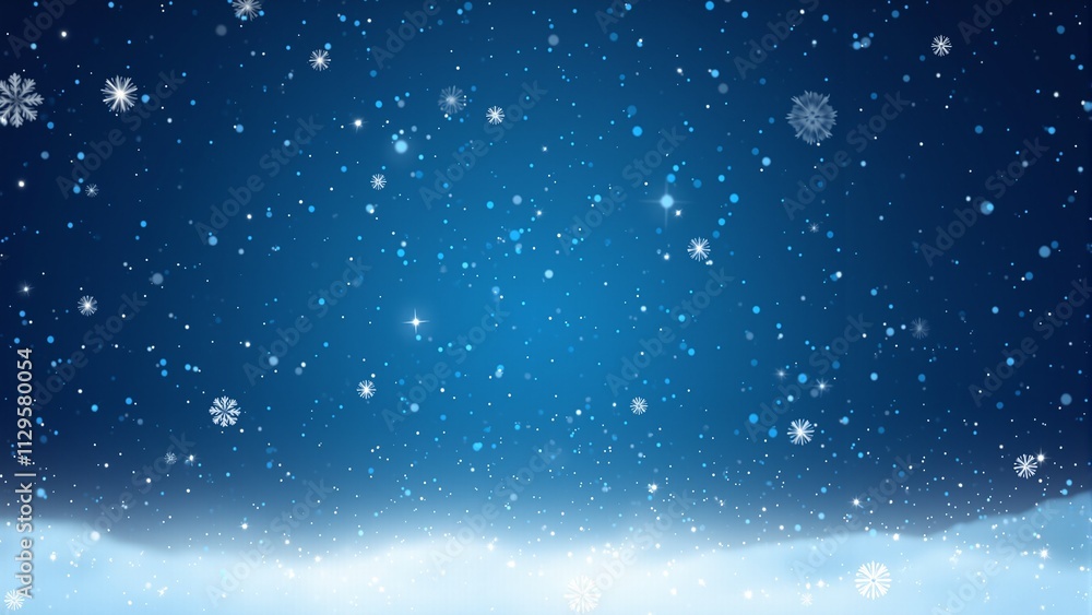 Fototapeta premium Tranquil snowflakes falling against deep blue sky perfect for holiday designs