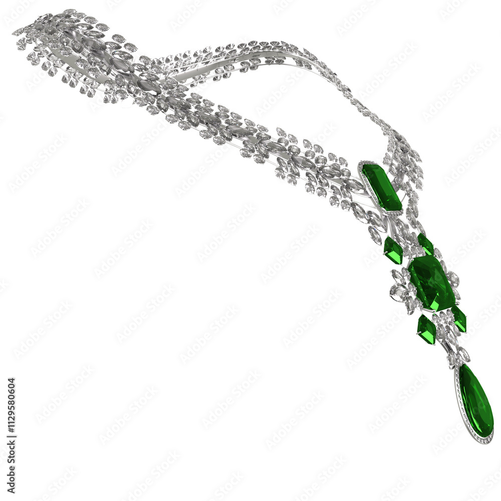 3D rendered luxury necklace with gemstones isolated on transparent background 3D rendered luxury necklace with gemstones isolated on transparent background
