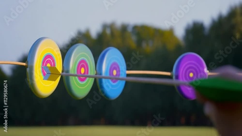 Elegant Slow-Motion Arrow Animation Hitting Color-Changing Circular Target – Perfect for Strategy and Focus Concepts