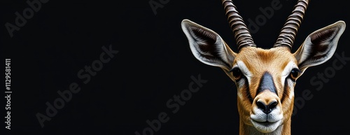 Close-up portrait of a gazelle against a black background. (1)