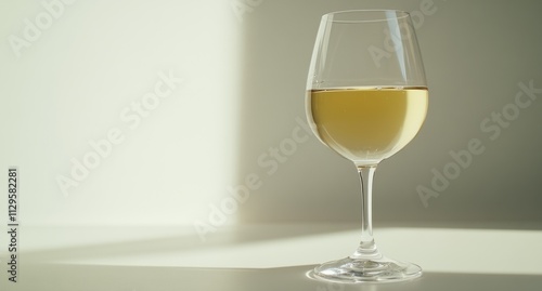 Wallpaper Mural Glass of white wine in sunlight on white background. Torontodigital.ca