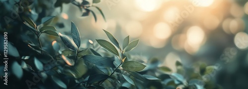 Wallpaper Mural Beautiful Green Leaves with Blurred Nature Background in Soft Light Torontodigital.ca