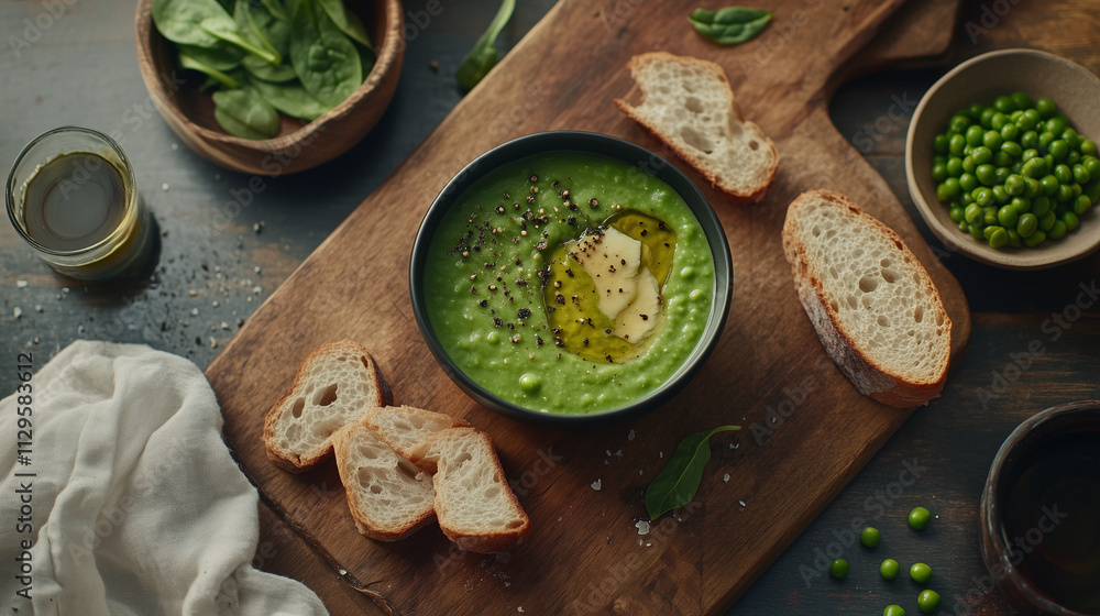 Roasted Spring Pea Soup with Chicken Roasted Spring Pea Soup with Chicken