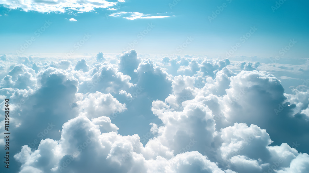 White clouds drifting across a blue sky, viewed up close, showcasing cumulus formations high above in a beautiful aerial perspective with plenty of open space. White clouds drifting across a blue sky, viewed up close, showcasing cumulus formations high above in a beautiful aerial perspective with plenty of open space.