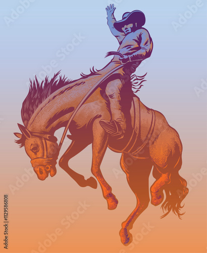cowboy in a hat on a bucking bull