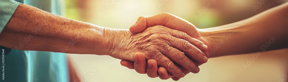 Fototapeta premium Medical Professional Holding Elderly Patient's Hand Compassion