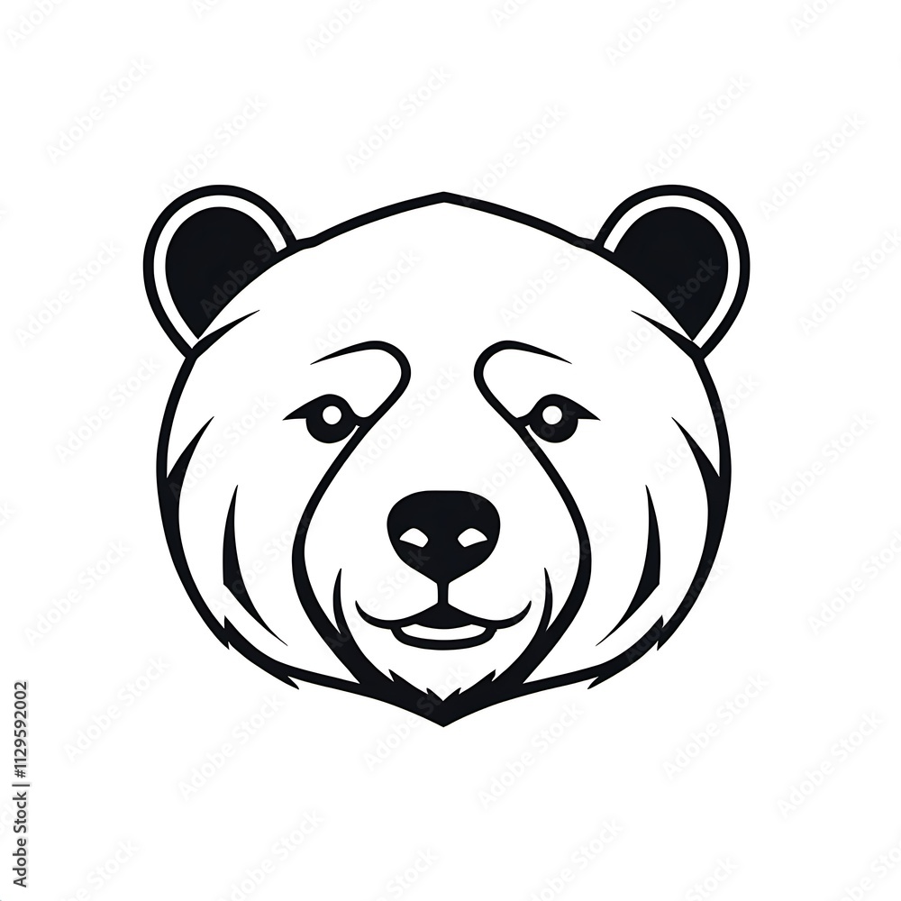 Majestic Panda Head: Line Art Icon Majestic Panda Head: Line Art Icon