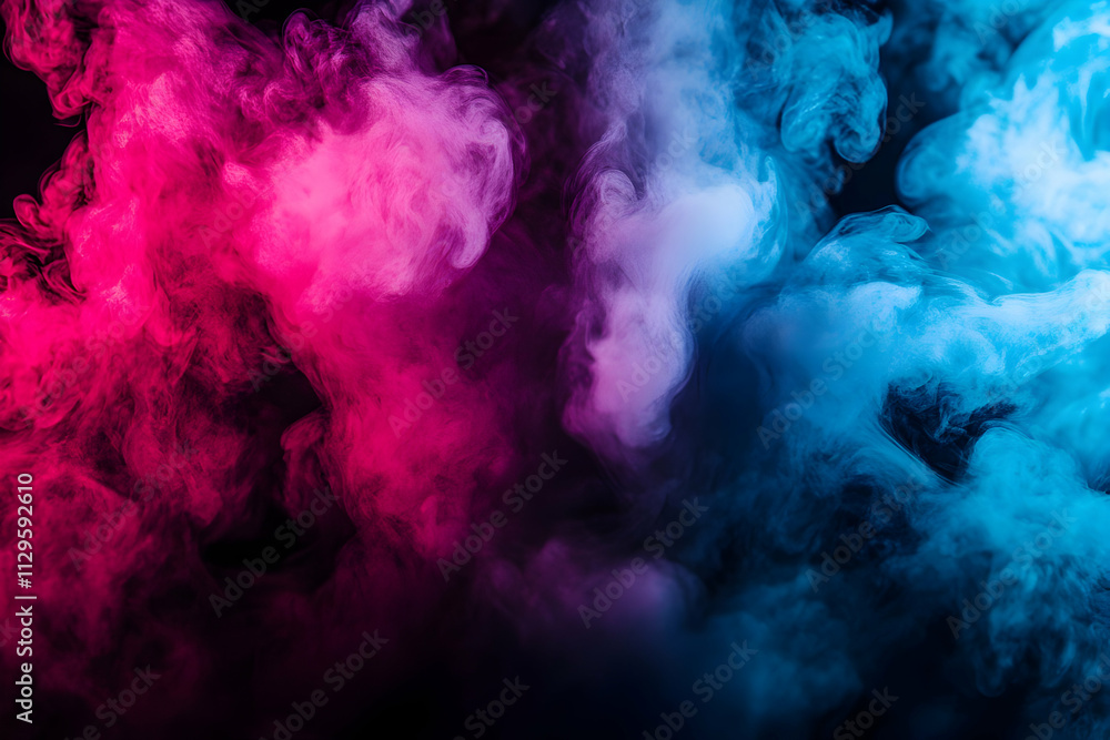 Abstract pink and blue smoke swirls on black background. Abstract pink and blue smoke swirls on black background.