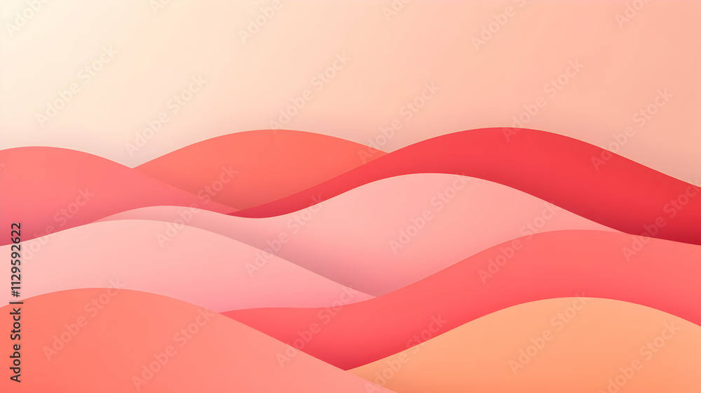 Fototapeta premium Abstract pink and coral waves background.