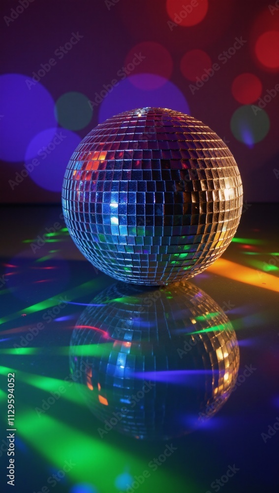 Obraz premium Colorful disco ball illuminating an event party scene at night