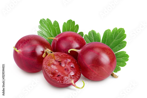 Red gooseberry isolated on white background with full depth of field.