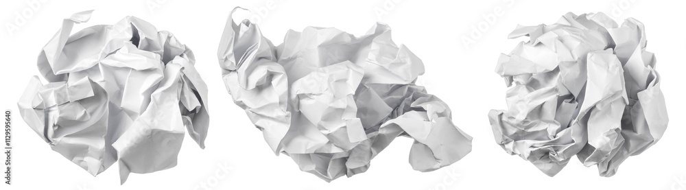 Naklejka premium White crumpled paper ball isolated on white background