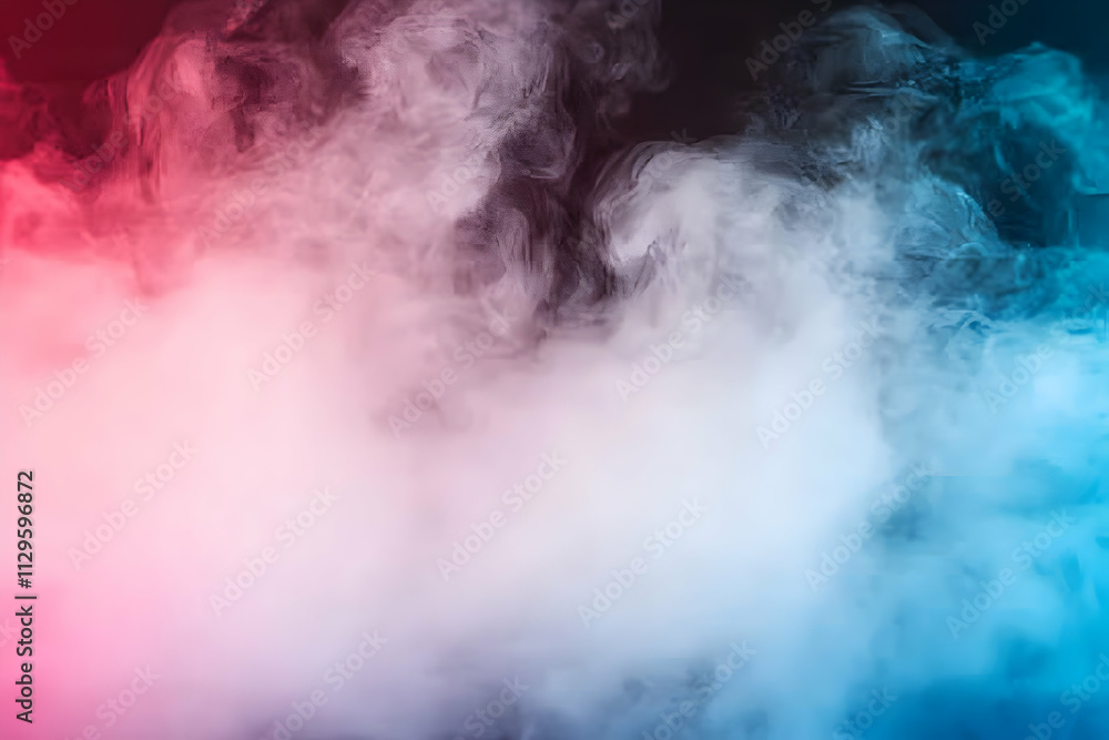 Abstract smoky texture with red, blue, and white vapor on black background. Abstract smoky texture with red, blue, and white vapor on black background.