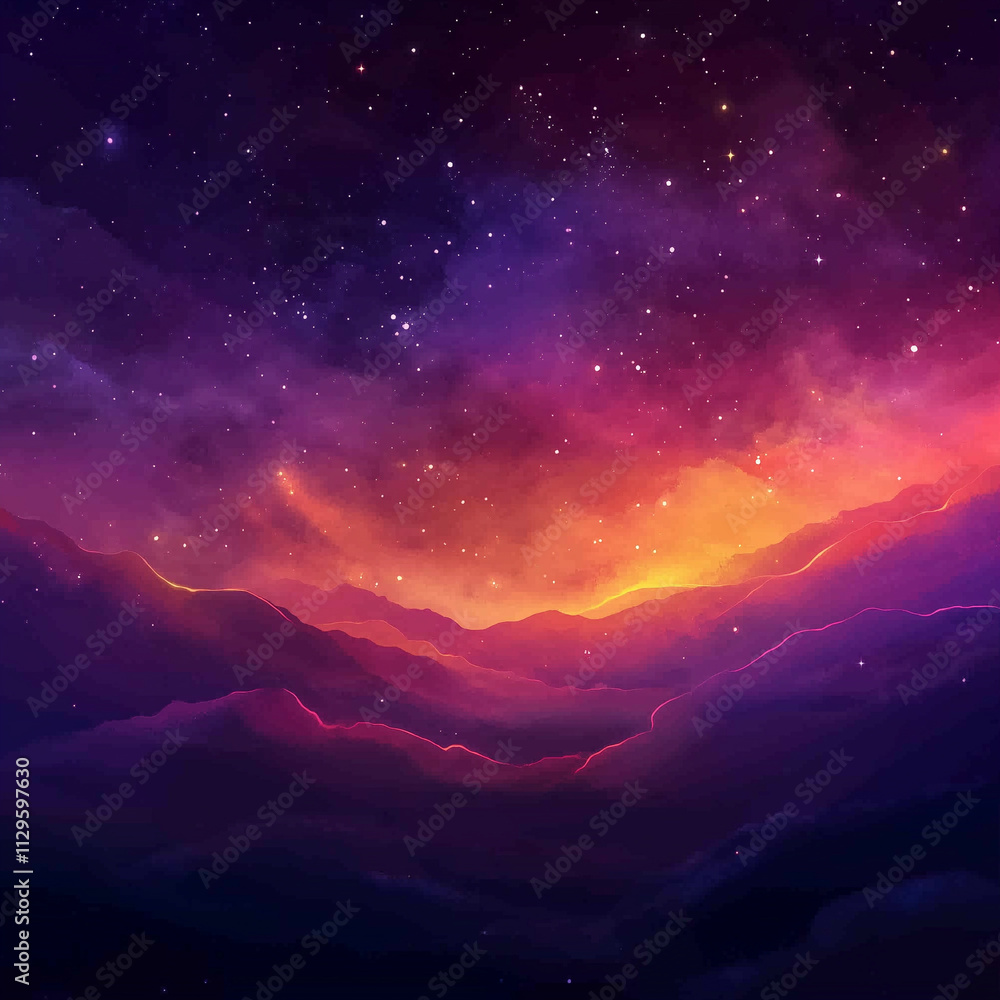 Cosmic scene with a colorful nebula Cosmic scene with a colorful nebula