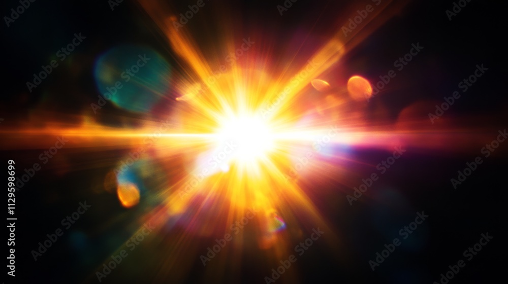Bright Light Burst with Colorful Bokeh. Bright Light Burst with Colorful Bokeh.