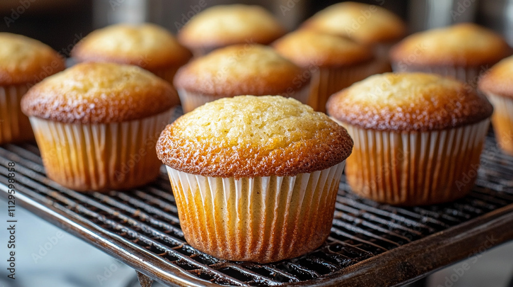 Freshly baked muffins resting in a muffin pan, showcasing their golden, inviting texture and soft appearance, symbolizing warmth, comfort, and the satisfaction of homemade goodness Freshly baked muffins resting in a muffin pan, showcasing their golden, inviting texture and soft appearance, symbolizing warmth, comfort, and the satisfaction of homemade goodness