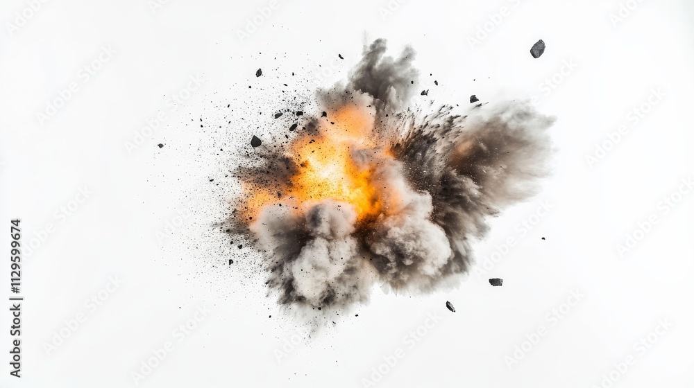 Fiery Explosion with Smoke and Debris. Fiery Explosion with Smoke and Debris.
