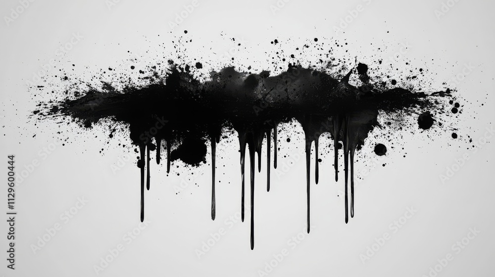 Dripping Black Ink Splatter Art. Dripping Black Ink Splatter Art.