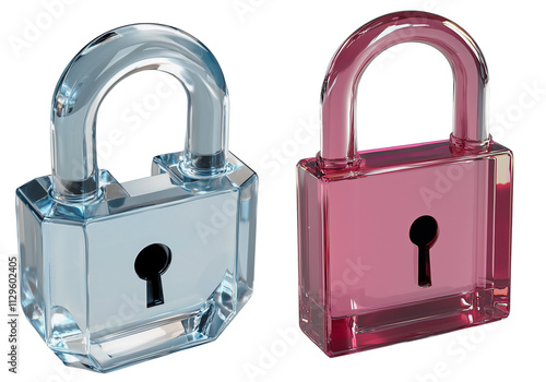 Isolated glass padlocks