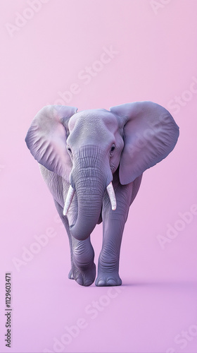 Graceful Elephant Against a Soft purple Peach Backdrop
