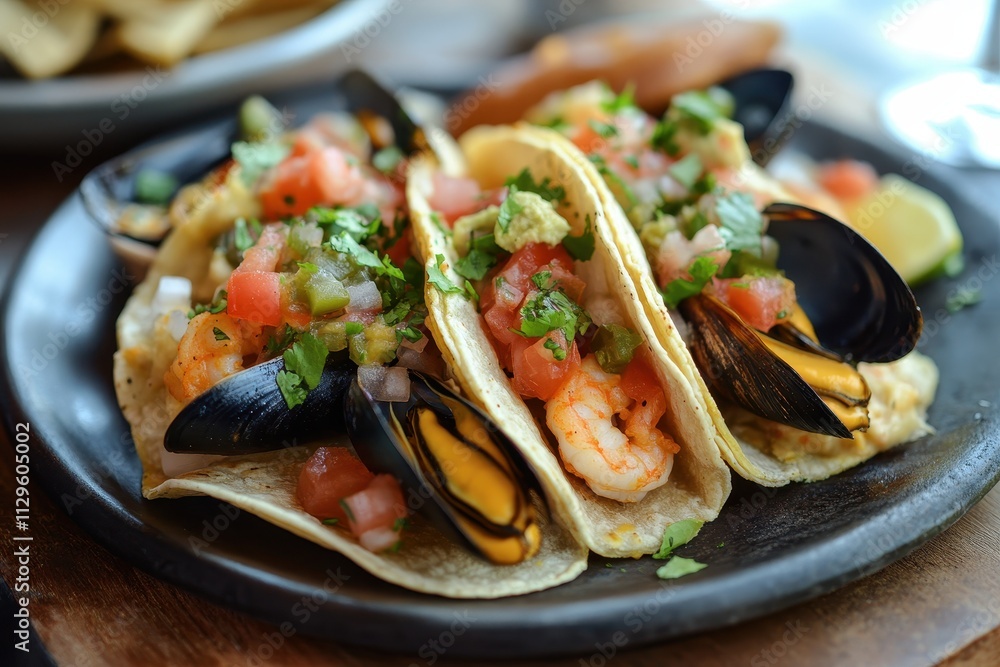 Dining at a cafe bar enjoying Mexican tacos cocktails and more captured on a smartphone Dining at a cafe bar enjoying Mexican tacos cocktails and more captured on a smartphone