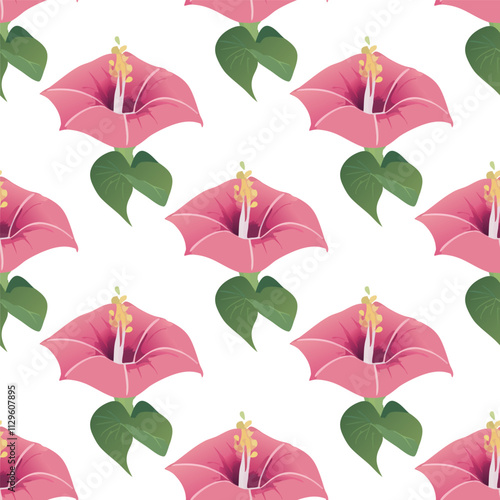 Pink Morning Glory Flowers Repeating Design photo