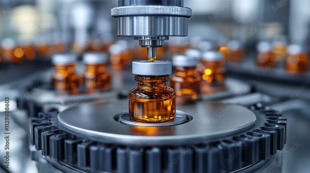 medical vials on a production line, symbolizing pharmaceutical manufacturing, precision, healthcare, and the importance of science in developing life-saving medications medical vials on a production line, symbolizing pharmaceutical manufacturing, precision, healthcare, and the importance of science in developing life-saving medications