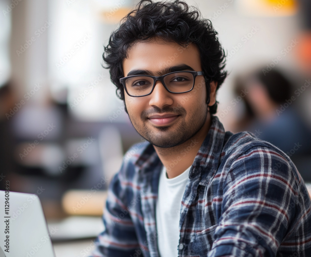 Indian man working on machine learning projects in a tech environment Indian man working on machine learning projects in a tech environment