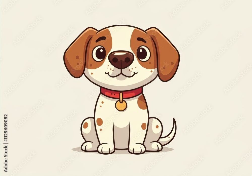 A cute cartoon dog with a large nose and expressive eyes, sitting happily. A cute cartoon dog with a large nose and expressive eyes, sitting happily.