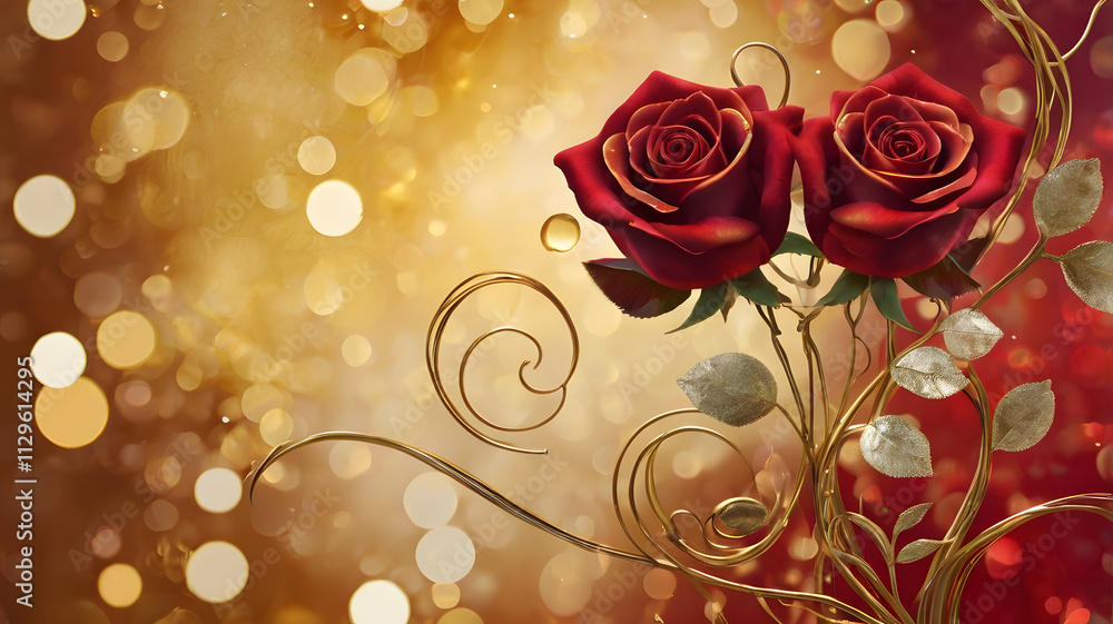 Golden Elegance: Abstract Valentine's Art Golden Elegance: Abstract Valentine's Art