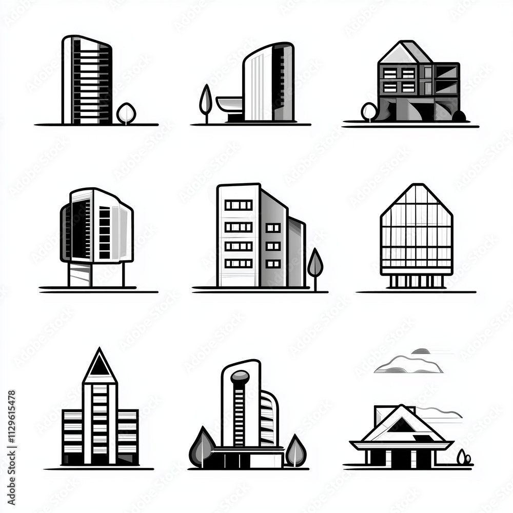 Obraz premium simple building icons