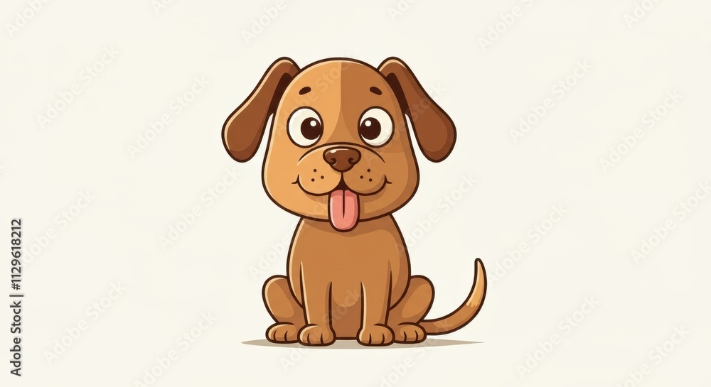 A cartoonish dog with exaggerated features sits playfully. A cartoonish dog with exaggerated features sits playfully.